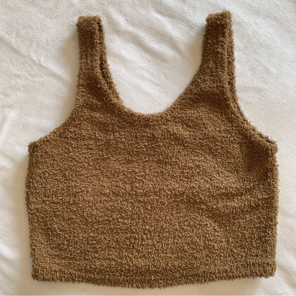Cozy Crop Tank Top in Brown